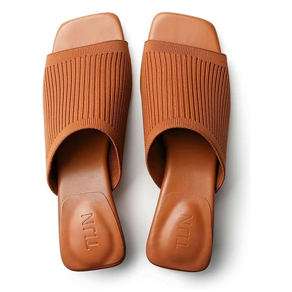Tijn Shoes - Knit Open Toe Mules